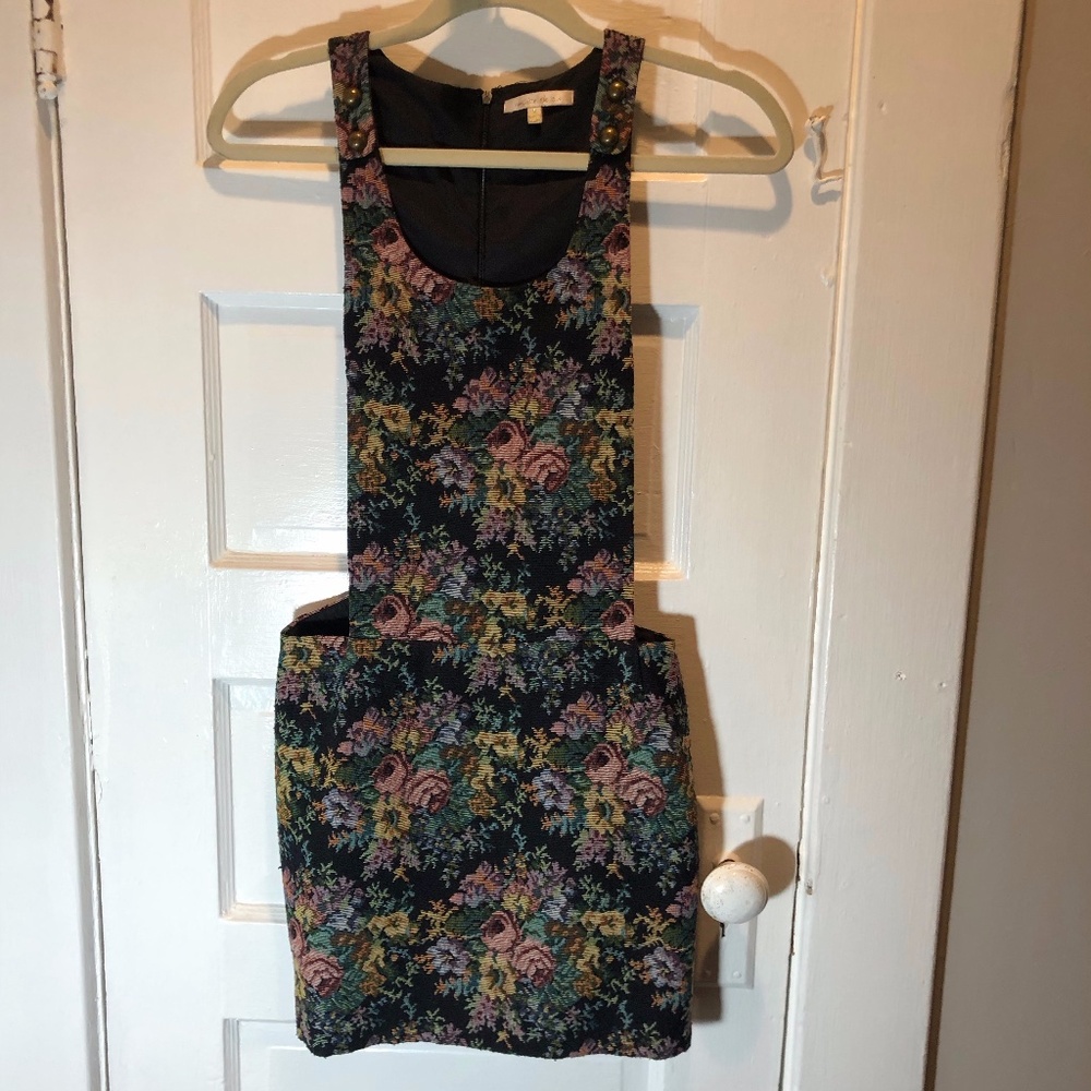 Under Skies Vintage Floral Pattern Overall Dress